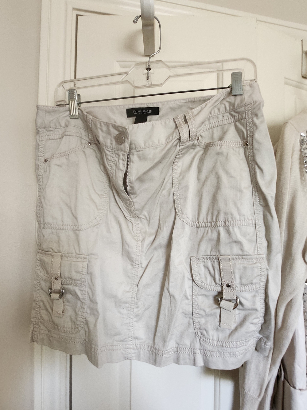 White House Black Market White Cargo Pocket Skirt